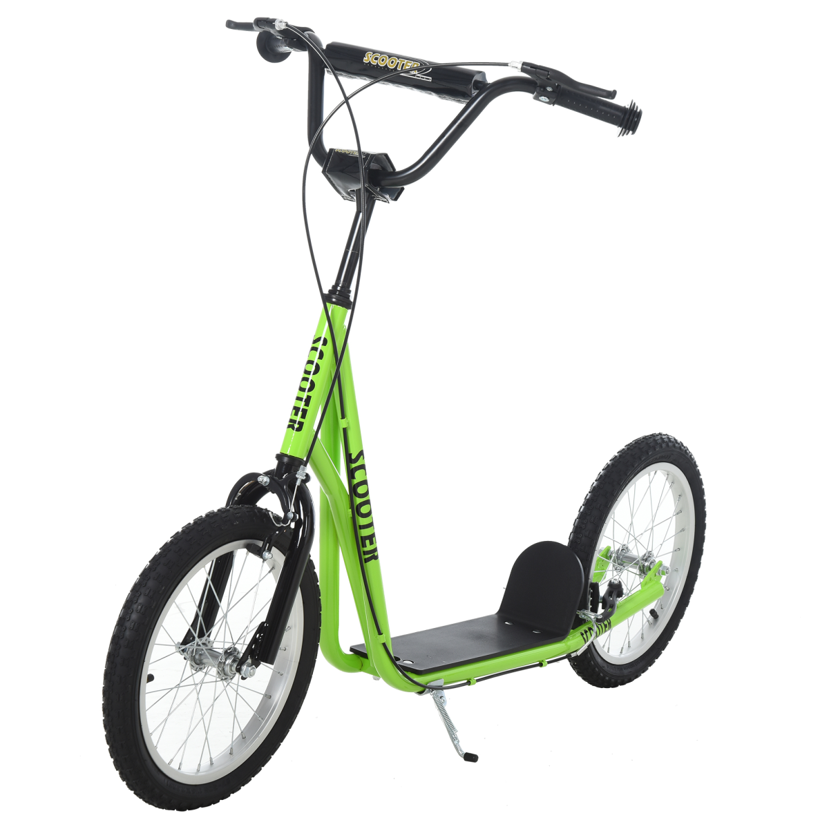 Homcom 90-96cm Kids Kick Scooter Adjustable Handlebar Inflatable Wheels Green