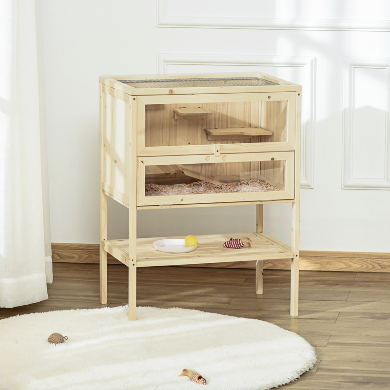 Hamster and Small Pet Cage 23.5"L×15.75"W×31.5"H, Natural