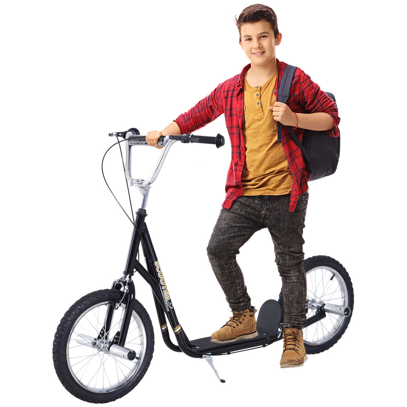 Teen Scooter Children Stunt Scooter 16" Tyres Adjustable Height, Black