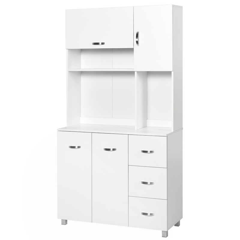 Freestanding Kitchen Storage Cabinet w/ Cupboard Cabinets Drawers Handles