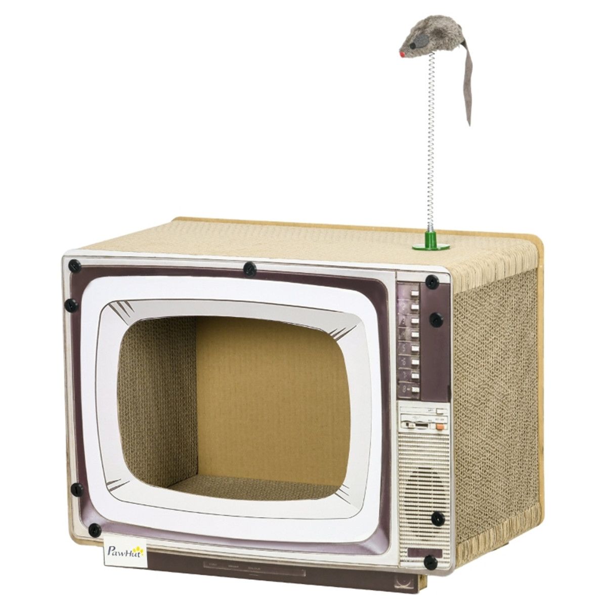 Cat Scratching House 32.5H x 43L x 23Wcm, Brown