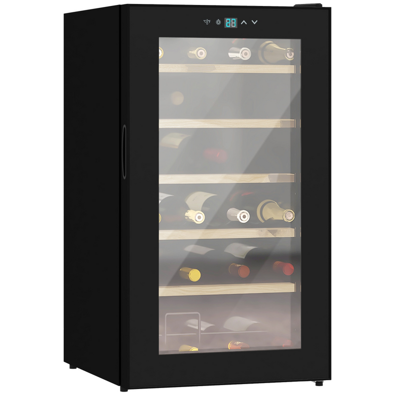 24 Bottles Wine Fridge with Glass Door Digital Touch Screen Control LED