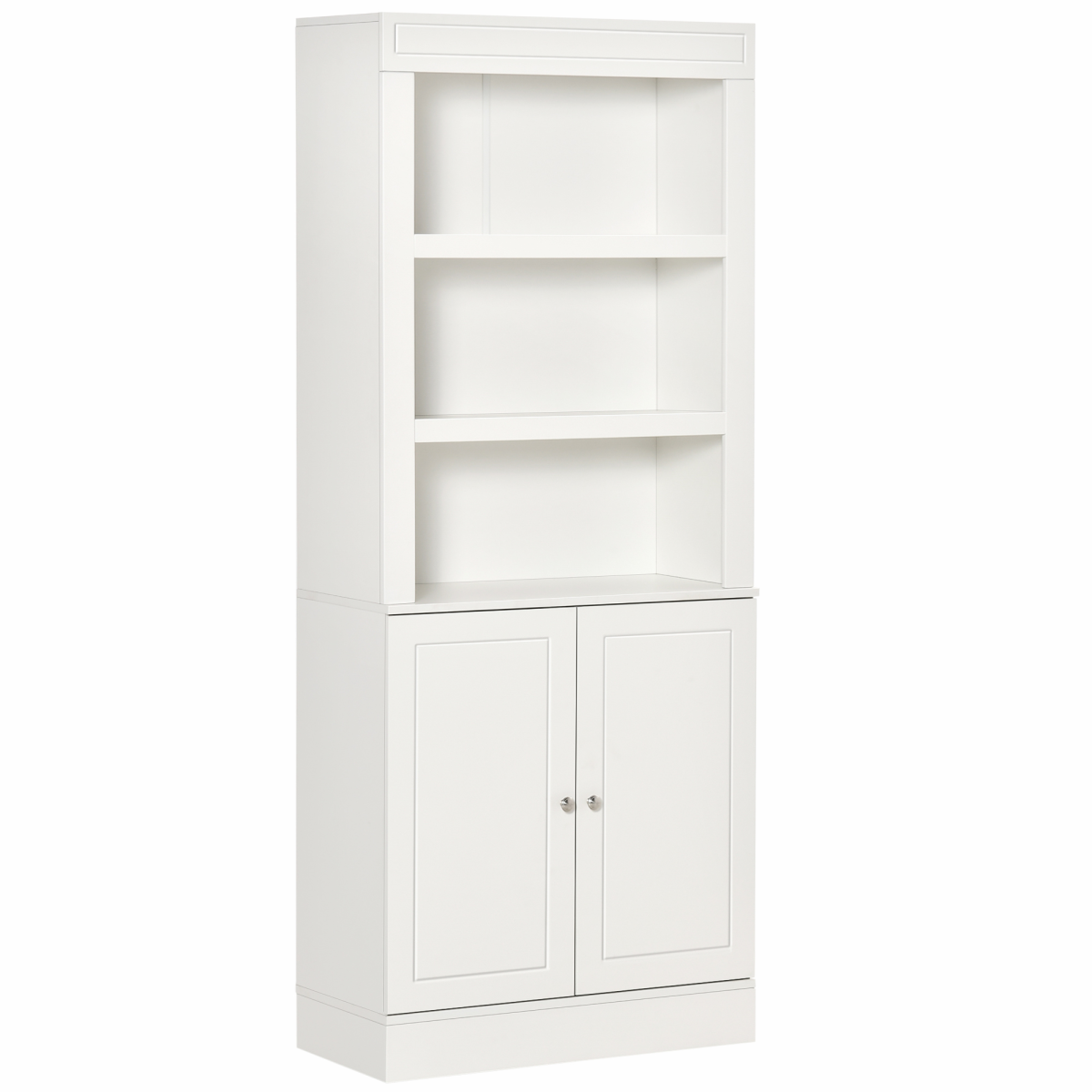 Kitchen Cupboard with 6-tier Shelving, Sideboard Double-door , White