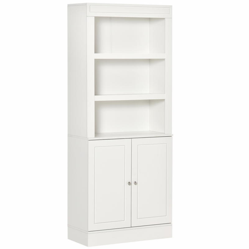 Kitchen Cupboard with 6-tier Shelving, Sideboard Double-door , White